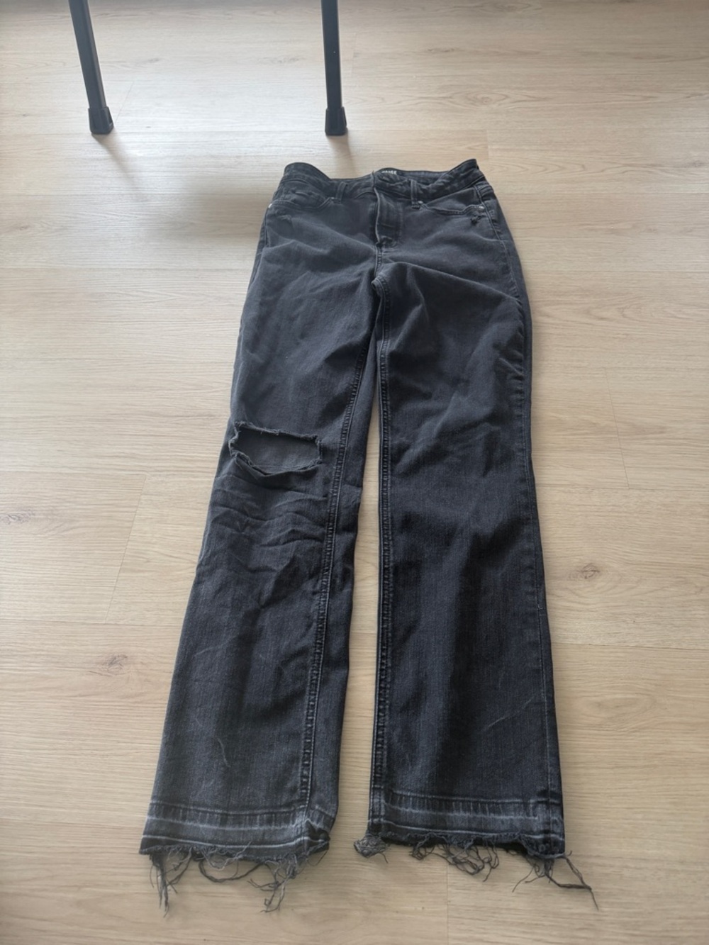 PAIGE Black Distressed Flare Jeans